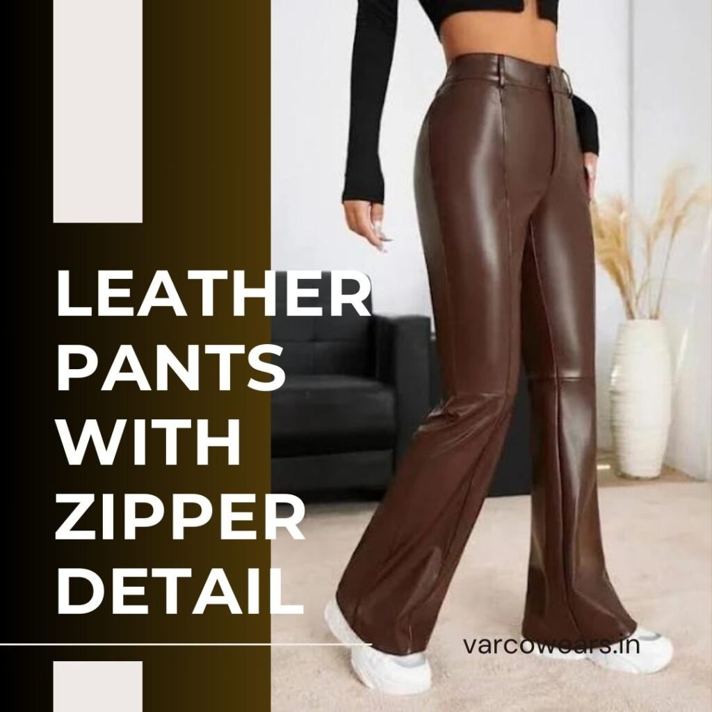 5 Stylish Korean Trousers For Women: Effortless Fashion Leather Pants with Zipper Detail