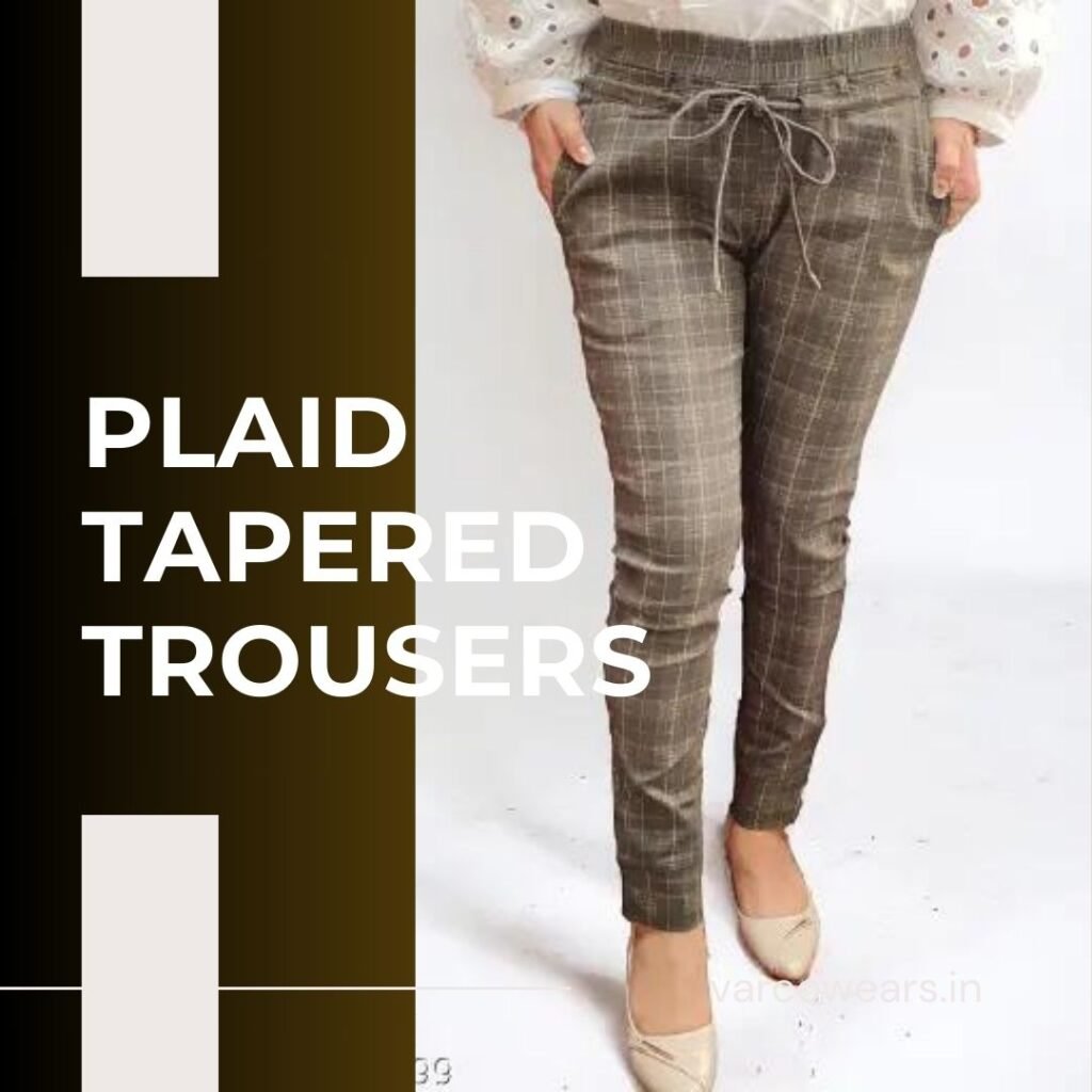 5 Stylish Korean Trousers For Women: Effortless Fashion Plaid Tapered Trousers